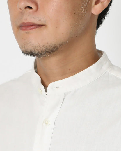 Organic Cotton Poplin Stand-Collar Shirt